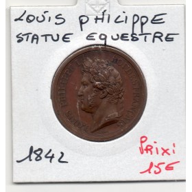Medaille Louis Philippe statue equestre en bronze, Barre 1842 poinçon Bronze
