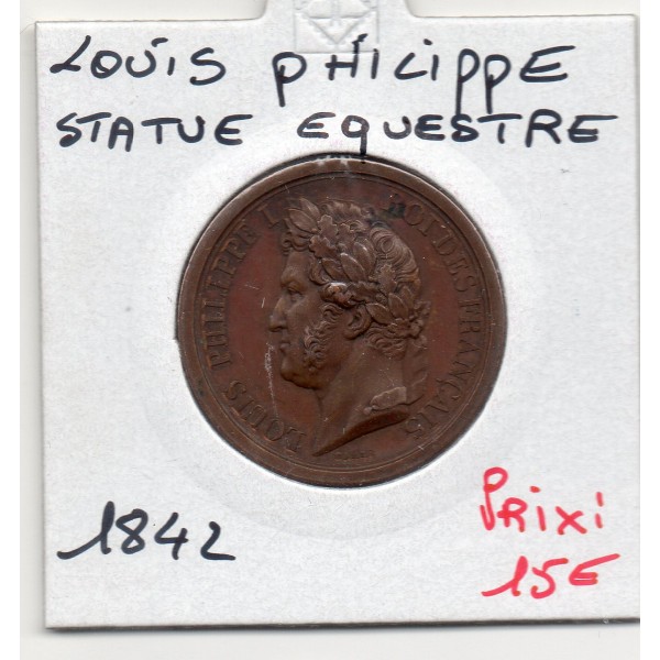 Medaille Louis Philippe statue equestre en bronze, Barre 1842 poinçon Bronze