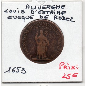 Jeton Auvergne, Louis d'Estaing Evêque de Rodez 1653 TB