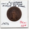 Jeton Auvergne, Louis d'Estaing Evêque de Rodez 1653 TB