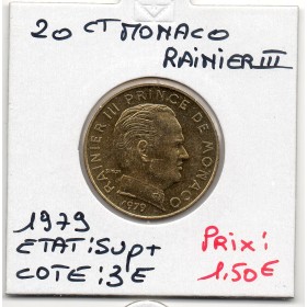 Monaco Rainier III 20 centimes 1979 Sup+, Gad.147