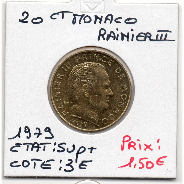 Monaco Rainier III 20 centimes 1979 Sup+, Gad.147