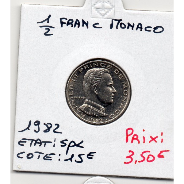 Monaco 1/2 Franc 1982 Spl, Gad.149 Rainier III