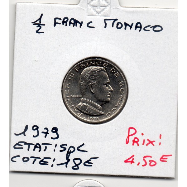 Monaco 1/2 Franc 1979 Spl, Gad.149 Rainier III