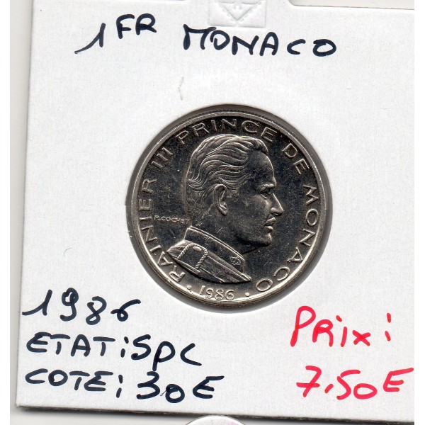Monaco Rainier III 1 Franc 1986 Spl, Gad.150