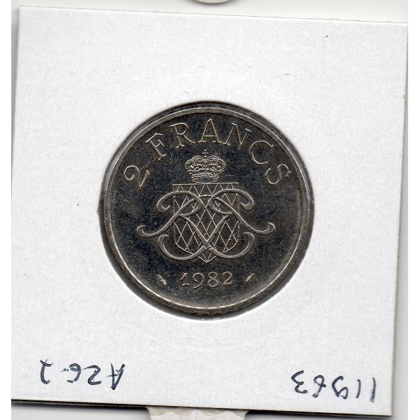 Monaco Rainier III 2 Francs 1982 Sup+, Gad.151