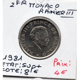 Monaco Rainier III 2 Francs 1981 Sup+, Gad.151