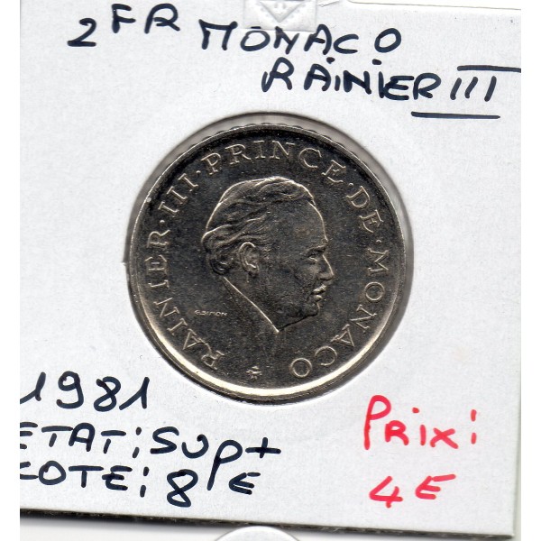 Monaco Rainier III 2 Francs 1981 Sup+, Gad.151