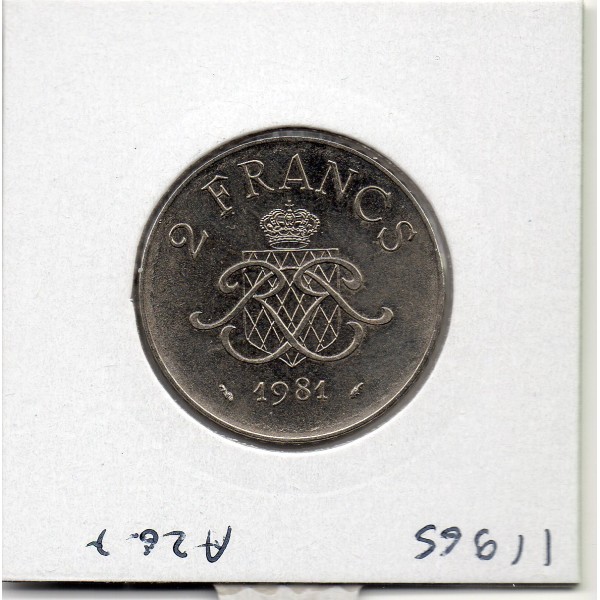 Monaco Rainier III 2 Francs 1981 Sup+, Gad.151