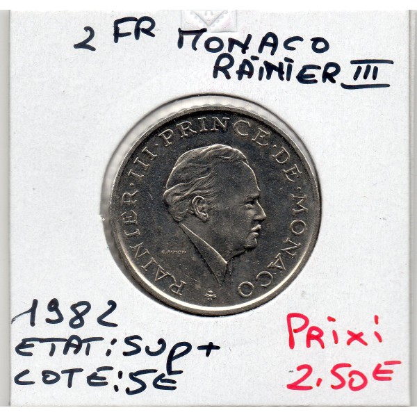 Monaco Rainier III 2 Francs 1982 Sup+, Gad.151