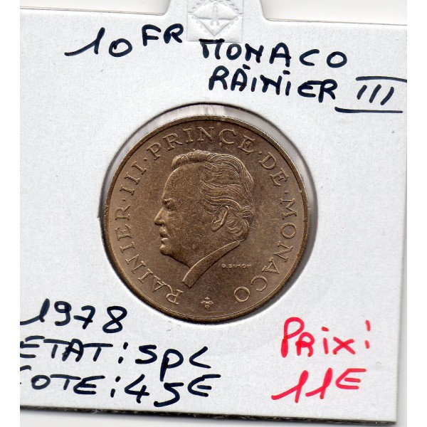 Monaco Rainier III 10 Francs 1978 Spl, Gad.157