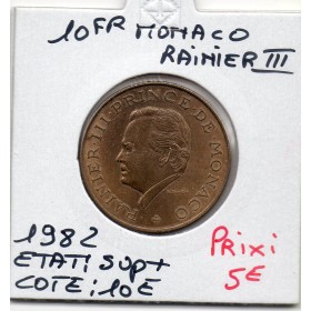 Monaco Rainier III 10 Francs 1982 Sup+, Gad.157