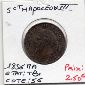 5 centimes Napoléon III tête nue 1856 MA Marseille TB+