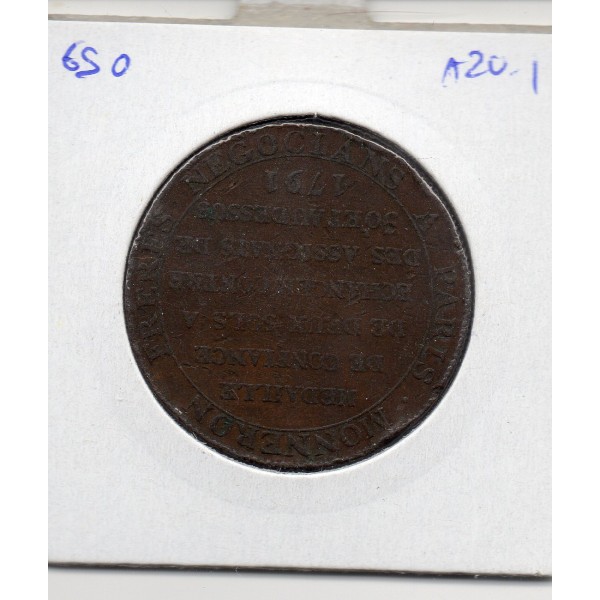 Monneron 2 sols  Type 6a 1791 TB monnaie de confiance