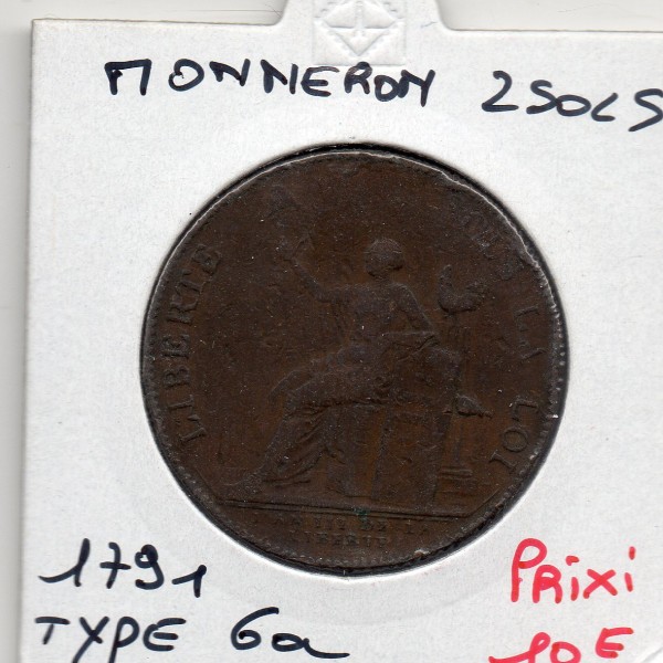 Monneron 2 sols  Type 6a 1791 TB monnaie de confiance