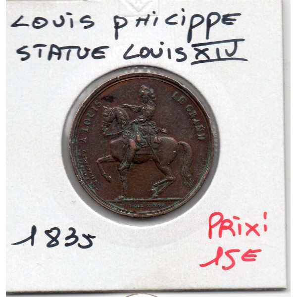 Medaille Louis Philippe statue equestre Louis XIV, Carpentier 1835