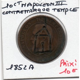 10 centimes Napoléon III 1852 A contremarqué temple