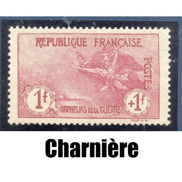 Timbre France Yvert No 154 Orphelin de la Guerre carmin neuf * avec charnière