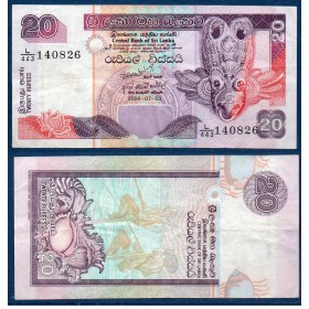 Sri Lanka P.109e, TTB Billet de 20 Rupees 2006  Masque