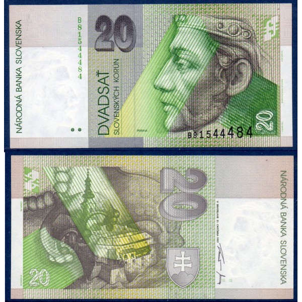 Slovaquie P.20c, Sup Billet de 20 Korun 1995 Prince Pribina