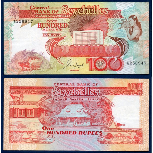 Seychelles P.35, TTB, Billet de 100 Rupees 1989 Maison