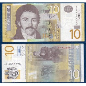 Serbie P.46a, TTB, Billet de 10 Dinara 2006 Stefanović Karadžić