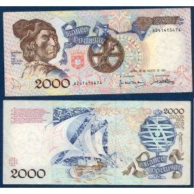 Portugal P.186b, TTB  Billet de 2000 Escudos 29.8.1991 Bartolomeu Dias
