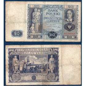 Pologne P.77, B, Billet de 20 zlotych 1936 Emilie Plater
