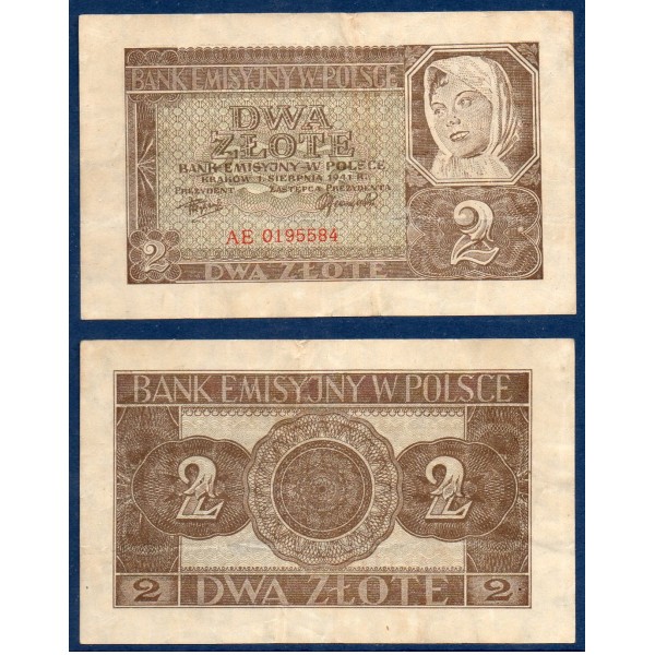 Pologne P.100, TTB Billet de 2 zlote 1941 Paysanne
