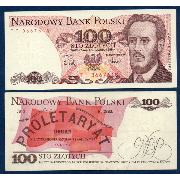 Pologne P.143e, TTB, Billet de 100 Zlotych 1986-1988 Waryński