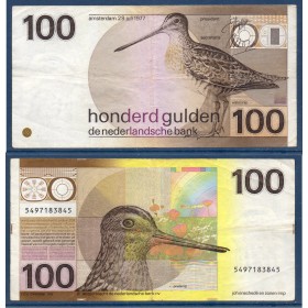 Pays Bas P.97a, TTB, Billet de 100 Gulden 1977 Bécassine