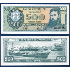 Paraguay P.212, neuf Billet de 500 Guaranies 1995 FCO Bernardino Caballero