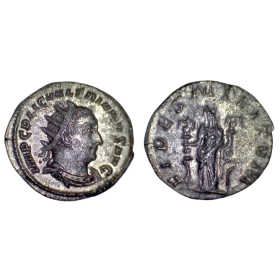 Antoninien de Valerien 1er (253), RIC.89 FIDES MILITVM atelier Rome