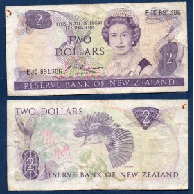 Nouvelle Zelande P.170b, Billet de 2 Dollars 1981-1992 Xénique grimpeur