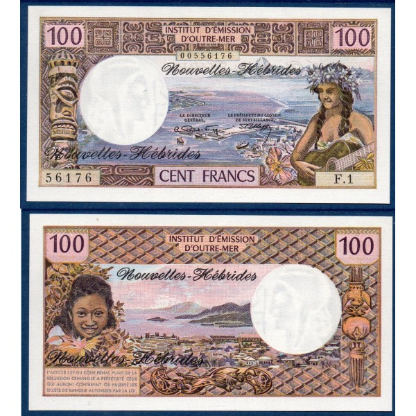 Nouvelles hébrides P.18a, Neuf Billet de 100 Francs 1970-1977 Vahiné