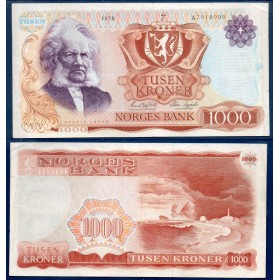 Norvège P.40b, TTB Billet de 1000 Kroner 1978-1985 Henrik Ibsen