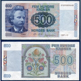 Norvège P.44c, TTB Billet de 500 Kroner 1996-1997 Edvard Grieg