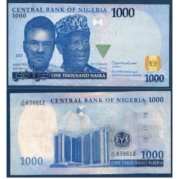 Nigeria P.49b, TTB Billet de 1000 Naira 2023 Mai-Bornu et Isong
