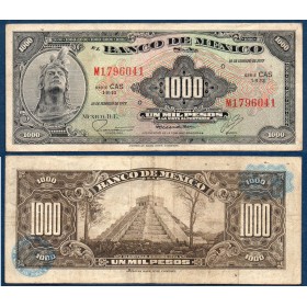 Mexique P.52t, TB Billet de 1000 pesos 1977 Cuauhtemoc