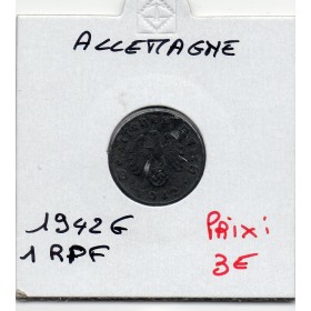 Allemagne 1 reichspfennig 1942 G, TTB KM.97 Karlsruhe