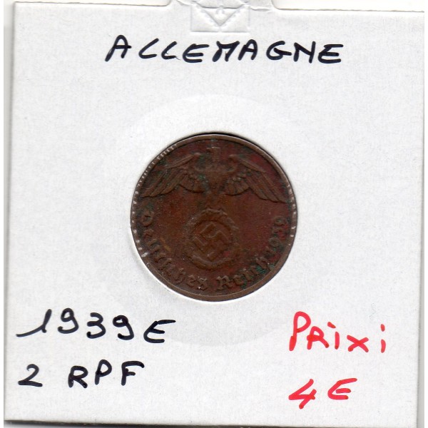 Allemagne 2 reichspfennig 1939 E, TTB KM.90 Muldenhutten