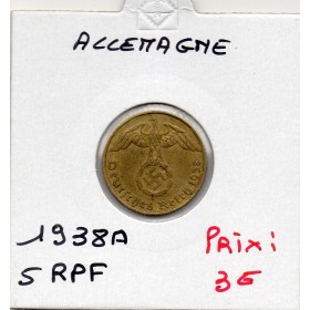 Allemagne 5 reichspfennig 1938 A, TTB KM.91 berlin