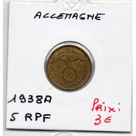 Allemagne 5 reichspfennig 1938 A, TTB KM.91 berlin