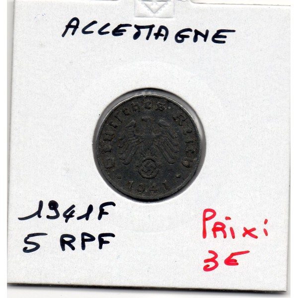 Allemagne 5 reichspfennig 1941 F, TTB KM.100 Stuttgart