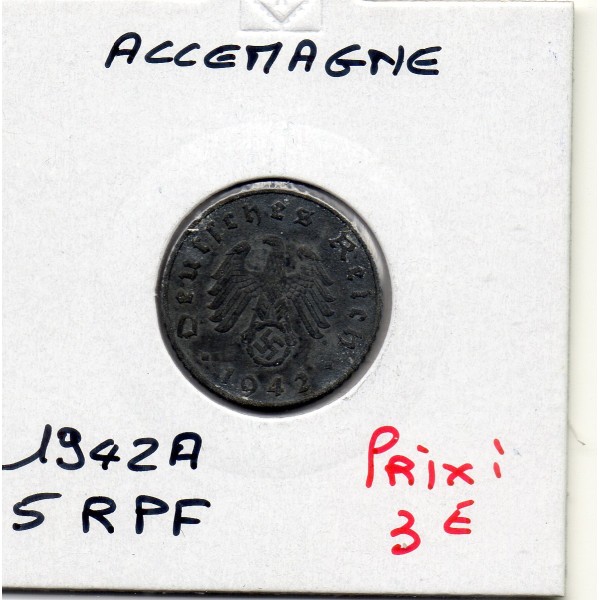 Allemagne 5 reichspfennig 1942 A, TTB KM.100 Berlin