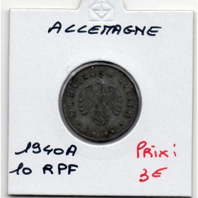 Allemagne 10 reichspfennig 1940 A, TTB KM.101