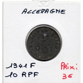 Allemagne 10 reichspfennig 1941 F, TTB KM.101 Stuttgart