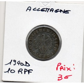 Allemagne 10 reichspfennig 1940 D, TTB KM.101