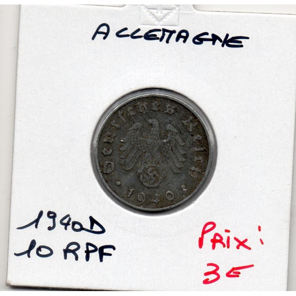 Allemagne 10 reichspfennig 1940 D, TTB KM.101