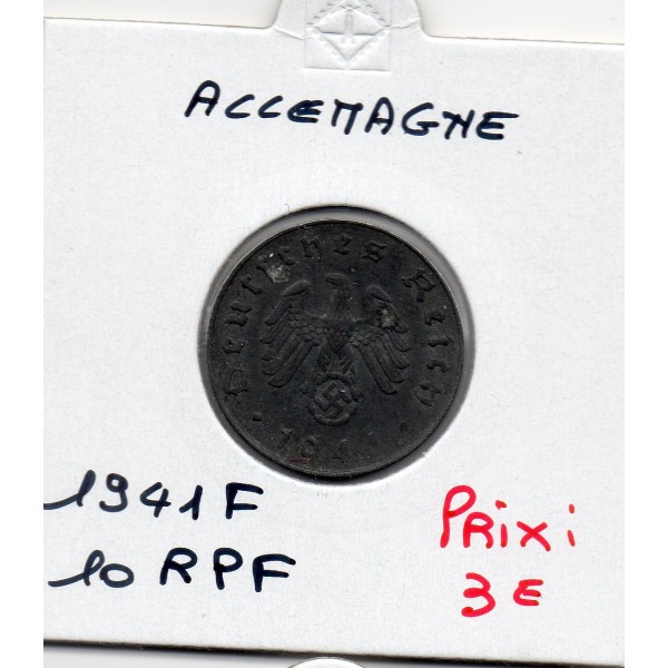 Allemagne 10 reichspfennig 1941 F, TTB KM.101 Stuttgart
